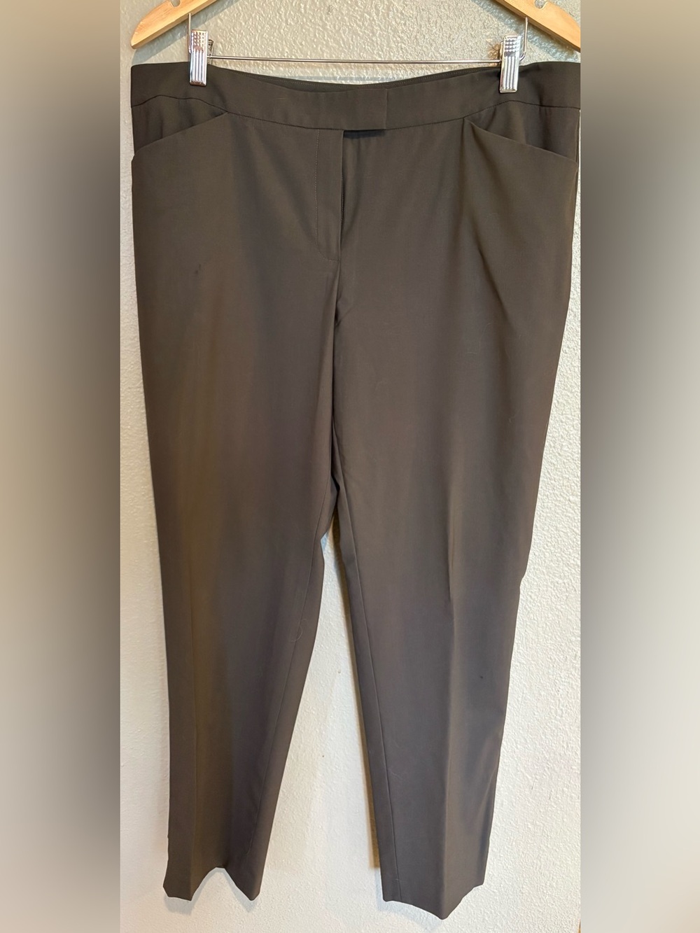 Lafayette 148 New York Virgin Wool Stretch Trousers Pants Brown Size 14